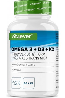 Омега 3 + D3 + K2 - 240 капсули | Vit4ever - Германия