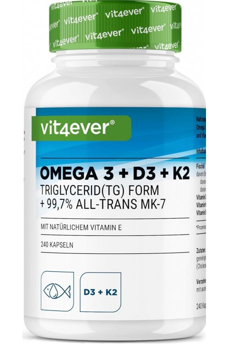 Омега 3 + D3 + K2 - 240 капсули | Vit4ever - Германия