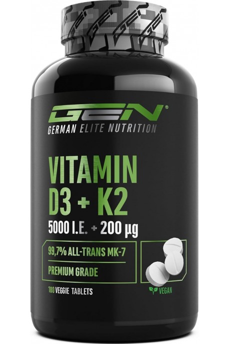 Витамин D3 5000 IU + K2 200 mcg веган - 180 таблетки | GEN - Германия