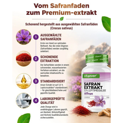 Екстракт от шафран (AFFRON®) - 120 капсули | Vit4ever - Германия
