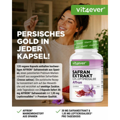 Екстракт от шафран (AFFRON®) - 120 капсули | Vit4ever - Германия