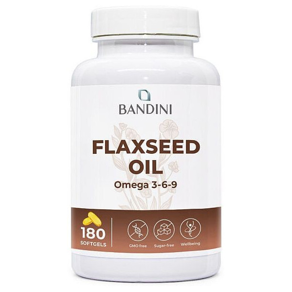 Масло от ленено масло (богато на омега 3-6-9) 1000mg – 180 меки капсули | Bandini Pharma - Италия