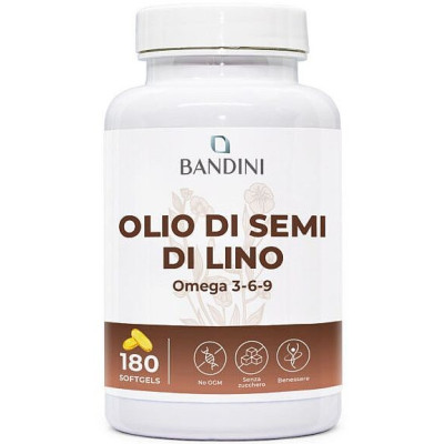 Масло от ленено масло (богато на омега 3-6-9) – 180 меки капсули | Bandini Pharma - Италия