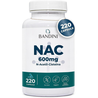 NAC (N-ацетил L-цистеин) 600mg - 220 капсули | Bandini Pharma - Италия