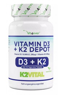 Витамин Д3 10,000IU + Витамин К2 200mcg - 180 таблетки | Vit4ever - Германия