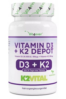 Витамин Д3 20,000 IU + Витамин К2 200mcg - 180 таблетки | Vit4ever - Германия