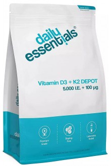 Витамин D3, 5000IU + K2, 100mcg - 250 таблетки | Daily Essentials - Германия