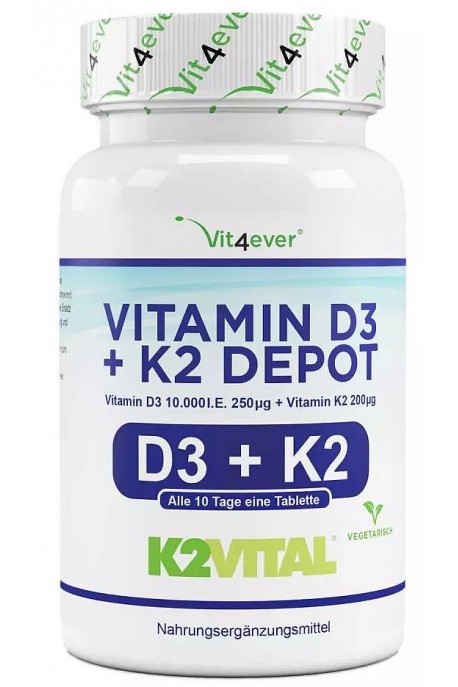 Витамин Д3 10,000IU + Витамин К2 200mcg - 100 таблетки