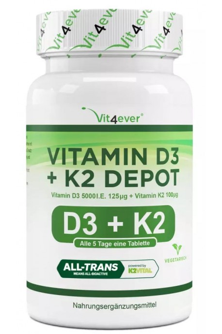 Витамин D3 5000 IU + Витамин К2 200mcg - 100 таблетки | Vit4ever - Германия