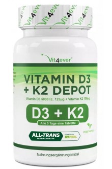 Витамин D3 5000 IU + Витамин К2 100mcg - 100 таблетки | Vit4ever - Германия