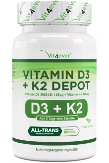 Витамин Д3 5000 IU + Витамин К2 100mcg - 240 таблетки | Vit4ever - Германия