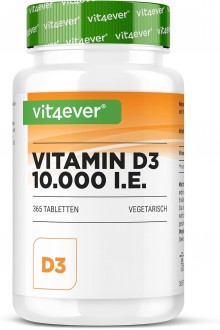 Витамин D3 10,000 IU с бавно освобождаване - 365 таблетки | Vit4ever - Германия