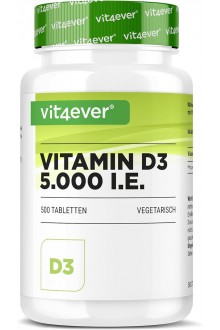 Витамин D3 бавно освобождаване 5000 IU - 500 таблетки | Vit4ever - Германия