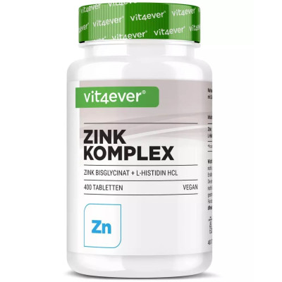 Цинк бисглицинат 25mg с Л-хистидин - 400 таблетки | Vit4ever - Германия