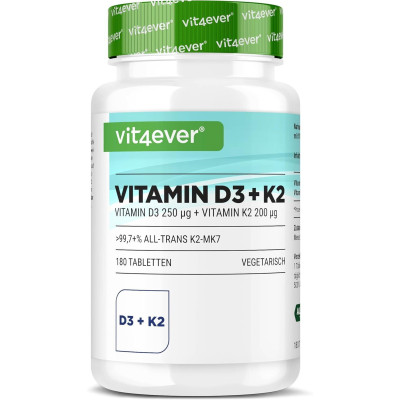 Витамин Д3 10,000IU + Витамин К2 200mcg - 180 таблетки | Vit4ever - Германия