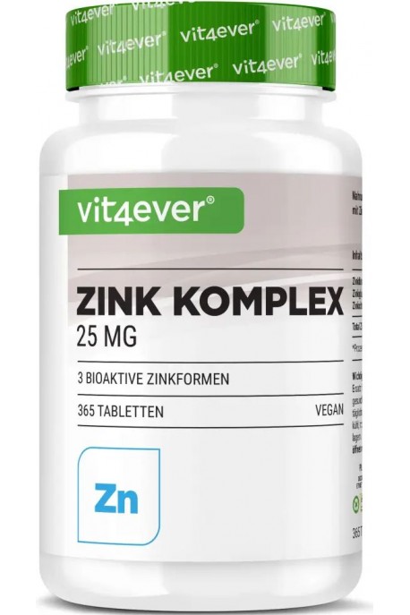 Цинк комплекс (бисглицинат, глюконат, цитрат) 25mg - 365 таблетки | Vit4ever - Германия