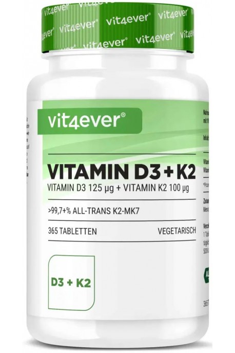 Витамин Д 5.000 I.E. + Витамин К2 100 mcg - 365 таблетки | Vit4ever - Германия