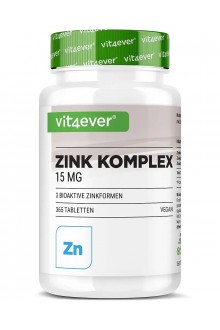 Цинк комплекс (бисглицинат, глюконат, цитрат) 15mg - 365 таблетки | Vit4ever - Германия