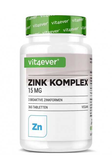 Цинк комплекс (бисглицинат, глюконат, цитрат) 15mg - 365 таблетки | Vit4ever - Германия