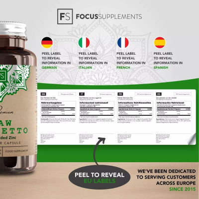 Сао палмето екстракт и цинк - 180 капсули | Focus Supplements UK