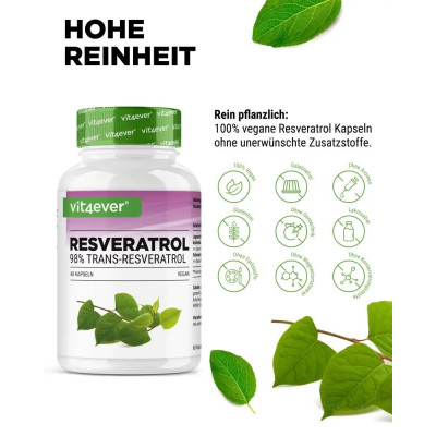 Ресвератрол (Транс-Ресвератрол) 500mg - 60 капсули  | Vit4ever - Germany