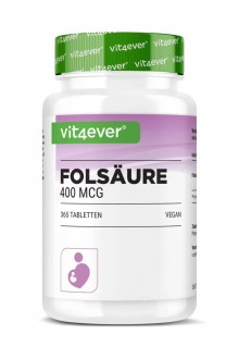 Фолиева киселина, 400mcg - 365 таблетки | Vit4ever - Германия
