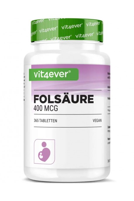 Фолиева киселина, 400mcg - 365 таблетки | Vit4ever - Германия