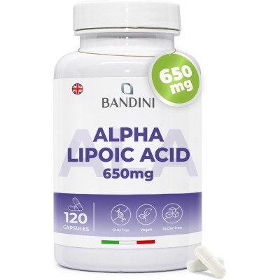 Алфа-липоева киселина (ALA R-форма) 650mg - 120 капсули | Bandini Pharma - Италия