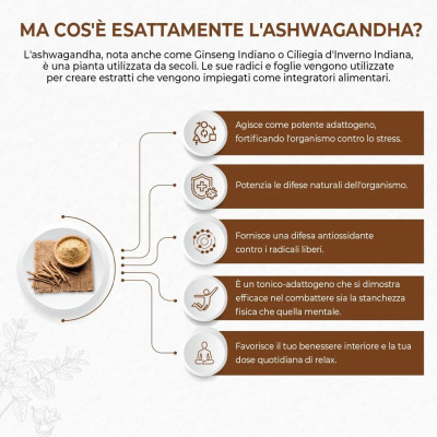 Ашваганда (KSM-66) 500mg - 60 капсули | Bandini Pharma - Италия