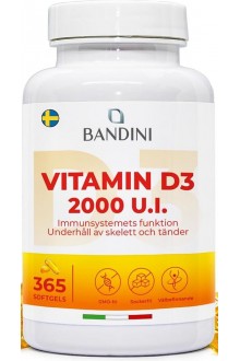 Витамин Д3 2000IU - 365 меки капсули | Bandini Pharma - Италия