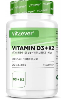 Витамин Д3 5000 IU + Витамин К2 100mcg - 240 таблетки | Vit4ever - Германия