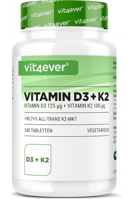 Витамин Д3 5000 IU + Витамин К2 100mcg - 240 таблетки | Vit4ever - Германия