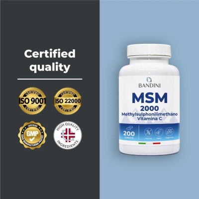 MSM 1000mg с витамин C - 200 таблетки | Bandini Pharma - Италия