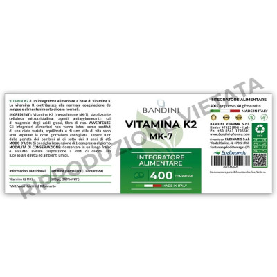 Витамин К2 (МК-7) 200mcg - 400 таблетки Bandini Pharma