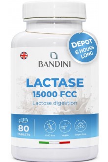 Лактаза ензим 15,000 FCC - 80 таблетки | Bandini Pharma - Италия