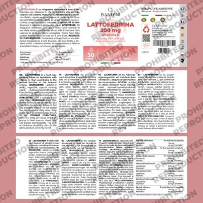 Лактоферин 200mg - 30 капсули | Bandini Pharma - Италия