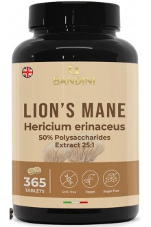 Херициум / Лъвска грива 2000mg (екстракт 25:1) с пиперин - 365 таблетки | Bandini Pharma - Италия