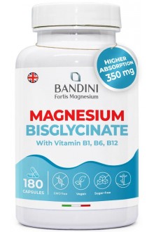 Магнезий бисглицинат с витамин B1, B6 и B12 - 180 капсули | Bandini Pharma - Италия