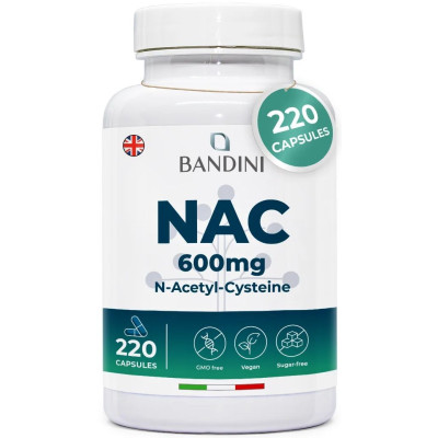 N-ацетил L-цистеин (NAC) 600mg - 220 капсули | Bandini Pharma - Италия