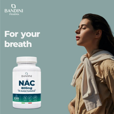 N-ацетил L-цистеин (NAC) 800mg - 220 капсули | Bandini Pharma - Италия