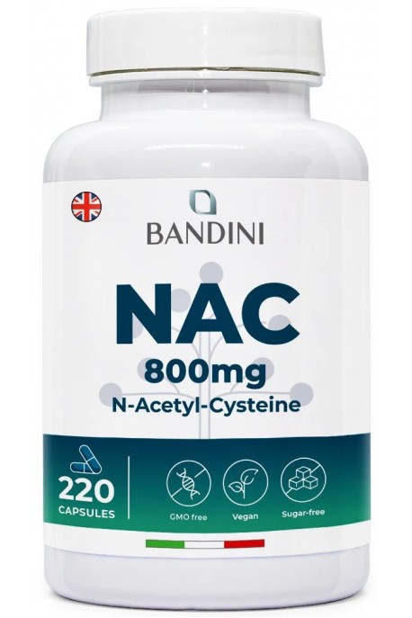 N-ацетил L-цистеин (NAC) 800mg - 220 капсули | Bandini Pharma - Италия
