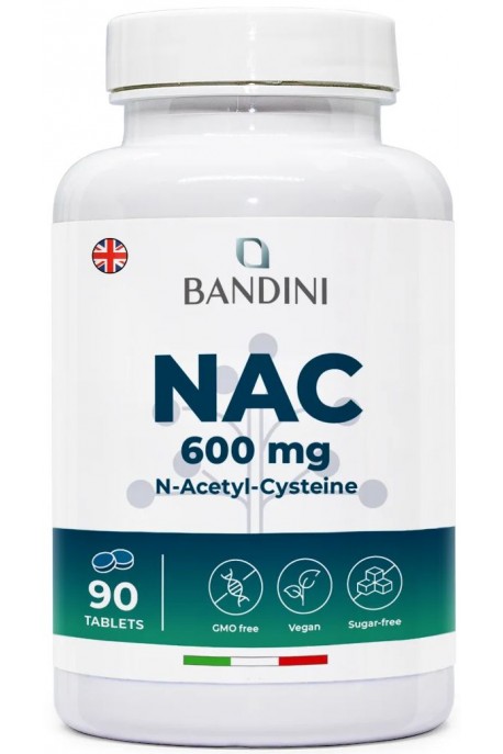 N-ацетил L-цистеин (NAC) 600mg - 90 таблетки | Bandini Pharma - Италия