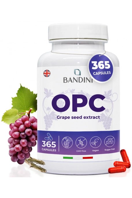 OPC екстракт от гроздови семки с Витамин C - 365 капсули | Bandini Pharma - Италия