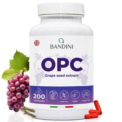 OPC екстракт от гроздови семки с Витамин C - 200 капсули | Bandini Pharma - Италия