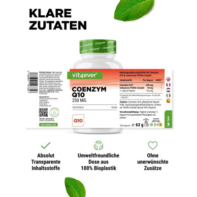 Coenzyme Q10 / Коензим Q10 250mg - 180 капсули | Vit4ever - Германия