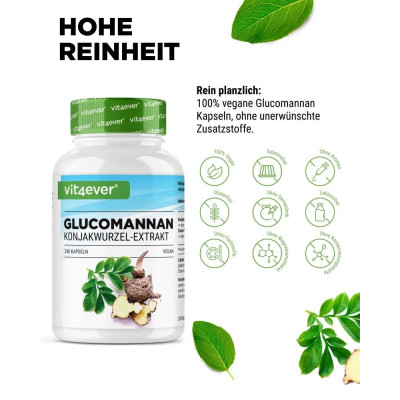 Глюкоманан 4200mg с хром пиколинат - 240 капсули | Vit4ever - Германия