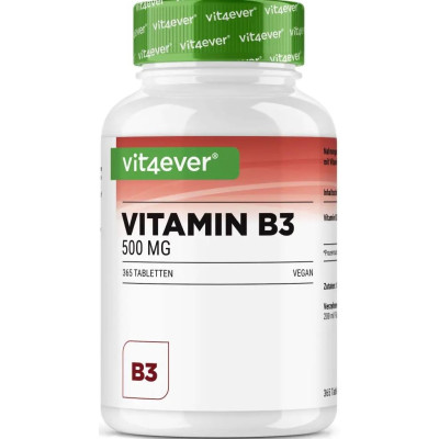 Витамин B3 (Ниацин) -  500 мг, 365 таблетки/  Vit4ever- Германия