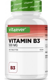 Витамин B3 (Ниацин) - 500 мг, 365 таблетки/ Vit4ever- Германия