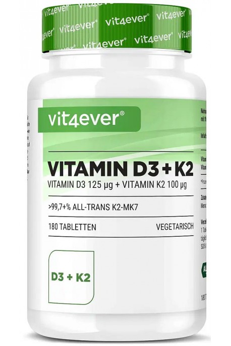 Витамин Д3 5000 IU + Витамин К2 100mcg - 180 микротаблетки | Vit4ever - Германия