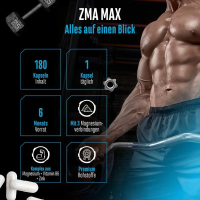 ZMA Max (цинк, магнезий, витамин B6) - 180 капсули | Vit4ever - Германия